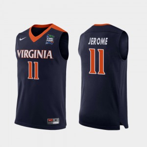 For Men's Cavaliers #11 Ty Jerome Navy 2019 Final-Four Replica Jersey 300371-900