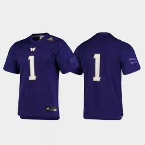 For Men University of Washington #1 Purple Replica Football Jersey 712288-276