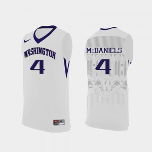 Men's University of Washington #4 Jaden McDaniels White Replica College Basketball Jersey 567931-376