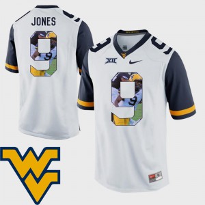 Men West Virginia Mountaineers #9 Adam Jones White Pictorial Fashion Football Jersey 340130-659