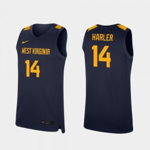 For Men's West Virginia #14 Chase Harler Navy Replica College Basketball Jersey 115898-199