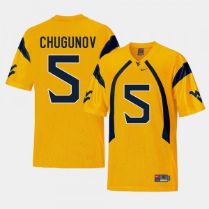 Men's WV #5 Chris Chugunov Gold College Football Replica Jersey 731473-917