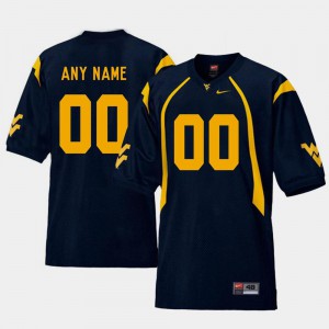 For Men's West Virginia #00 Navy College Football Replica Customized Jersey 660607-997