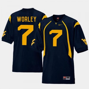 For Men's Mountaineers #7 Daryl Worley Navy College Football Replica Jersey 255829-220