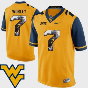 Men West Virginia Mountaineers #7 Daryl Worley Gold Pictorial Fashion Football Jersey 856200-653