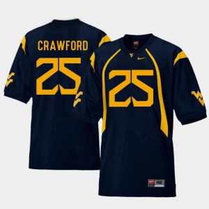For Men's WVU #25 Justin Crawford Navy College Football Replica Jersey 366902-289