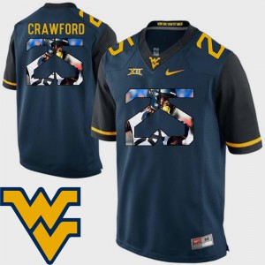 Men Mountaineers #25 Justin Crawford Navy Pictorial Fashion Football Jersey 530539-113