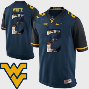For Men's West Virginia University #2 Ka'Raun White Navy Pictorial Fashion Football Jersey 455136-921