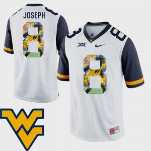 For Men West Virginia #8 Karl Joseph White Pictorial Fashion Football Jersey 890924-663