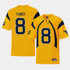 For Men WVU #8 Keith Tandy Gold College Football Replica Jersey 178182-786