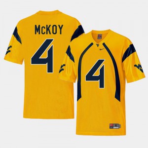 Men's West Virginia Mountaineers #4 Kennedy McKoy Gold College Football Replica Jersey 196722-345