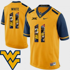 For Men's West Virginia University #11 Kevin White Gold Pictorial Fashion Football Jersey 131362-692