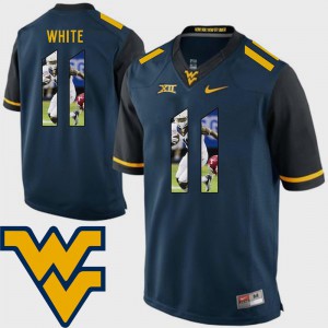 Men West Virginia Mountaineers #11 Kevin White Navy Pictorial Fashion Football Jersey 470071-928