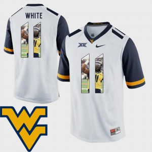 Men's West Virginia Mountaineers #11 Kevin White White Pictorial Fashion Football Jersey 865407-757
