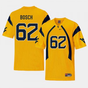 Men's WVU #62 Kyle Bosch Gold College Football Replica Jersey 515842-279