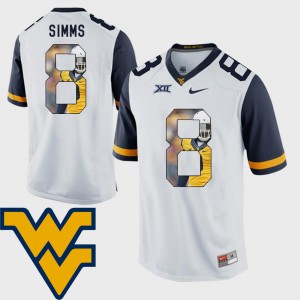 Men's WV #8 Marcus Simms White Pictorial Fashion Football Jersey 221334-457