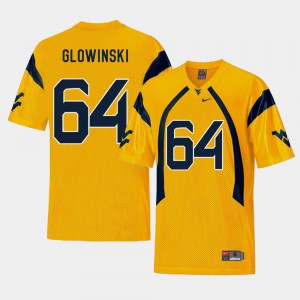 For Men's Mountaineers #64 Mark Glowinski Gold College Football Replica Jersey 665550-348