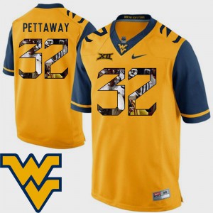 Men's West Virginia Mountaineers #32 Martell Pettaway Gold Pictorial Fashion Football Jersey 396211-734