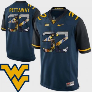 Men's Mountaineers #32 Martell Pettaway Navy Pictorial Fashion Football Jersey 182106-787