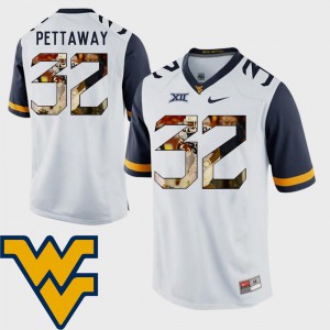 Mens Mountaineers #32 Martell Pettaway White Pictorial Fashion Football Jersey 189161-894