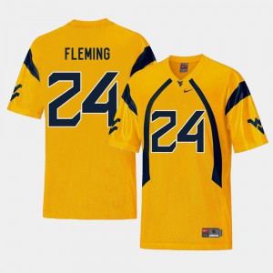 Mens West Virginia Mountaineers #24 Maurice Fleming Gold College Football Replica Jersey 128231-662