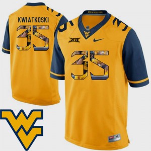 Mens West Virginia Mountaineers #35 Nick Kwiatkoski Gold Pictorial Fashion Football Jersey 596868-771
