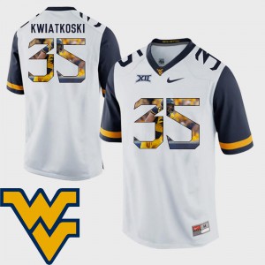 For Men West Virginia #35 Nick Kwiatkoski White Pictorial Fashion Football Jersey 704038-336