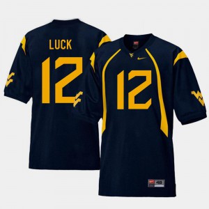 For Men West Virginia Mountaineers #12 Oliver Luck Navy College Football Replica Jersey 452282-900