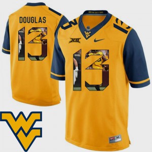 For Men's West Virginia Mountaineers #13 Rasul Douglas Gold Pictorial Fashion Football Jersey 235240-179