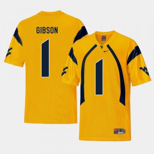 Men West Virginia University #1 Shelton Gibson Gold College Football Replica Jersey 472896-691