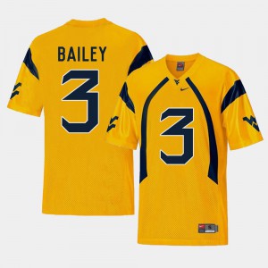 For Men West Virginia Mountaineers #3 Stedman Bailey Gold College Football Replica Jersey 158040-697