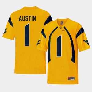 Mens West Virginia #1 Tavon Austin Gold College Football Replica Jersey 388461-236