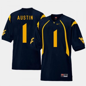 For Men West Virginia #1 Tavon Austin Navy College Football Replica Jersey 537659-982