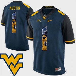 For Men WVU #1 Tavon Austin Navy Pictorial Fashion Football Jersey 677931-583