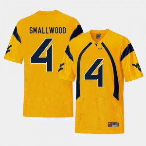 Men West Virginia Mountaineers #4 Wendell Smallwood Gold College Football Replica Jersey 148203-514