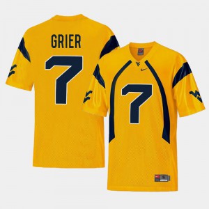 For Men's West Virginia #7 Will Grier Gold College Football Replica Jersey 708646-193