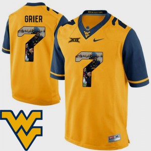 Men WV #7 Will Grier Gold Pictorial Fashion Football Jersey 210611-515