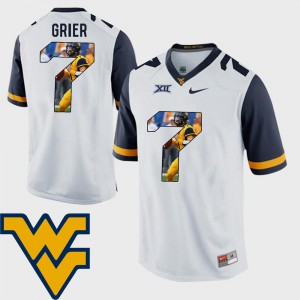 Mens West Virginia Mountaineers #7 Will Grier White Pictorial Fashion Football Jersey 526460-360