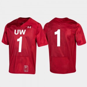 Men's Wisconsin #1 Red 150th Anniversary College Football Replica Jersey 795235-530