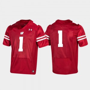 Mens Wisconsin #1 Red Replica College Football Jersey 446741-959