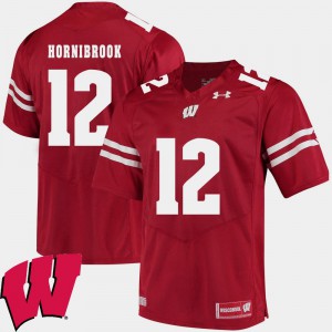 For Men University of Wisconsin #12 Alex Hornibrook Red Alumni Football Game 2018 NCAA Jersey 574799-325