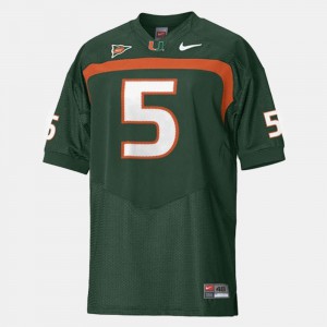 For Men's University of Miami #5 Andre Johnson Green College Football Jersey 336334-794