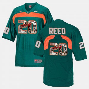 For Men's Miami Hurricane #20 Ed Reed Green Player Pictorial Jersey 223827-407