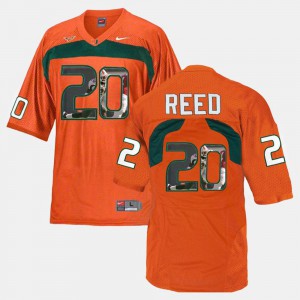Men University of Miami #20 Ed Reed Orange Player Pictorial Jersey 519429-812