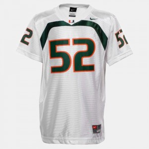 Youth(Kids) Miami #52 Ray Lewis White College Football Jersey 163229-739