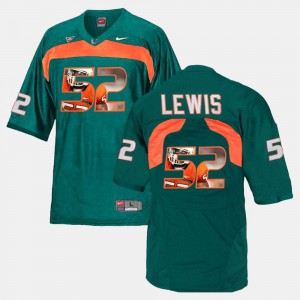 Men Miami Hurricane #52 Ray Lewis Green Player Pictorial Jersey 760162-640