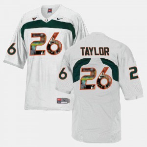 For Men's University of Miami #26 Sean Taylor White Player Pictorial Jersey 570660-848