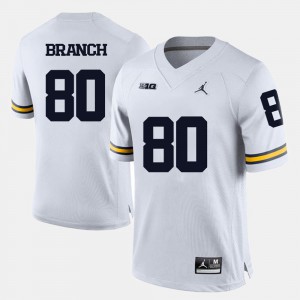 Mens Michigan #80 Alan Branch White College Football Jersey 527135-920