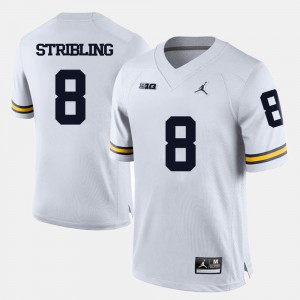 For Men Michigan #8 Channing Stribling White College Football Jersey 742181-936
