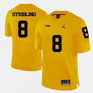 For Men Wolverines #8 Channing Stribling Yellow College Football Jersey 776663-923